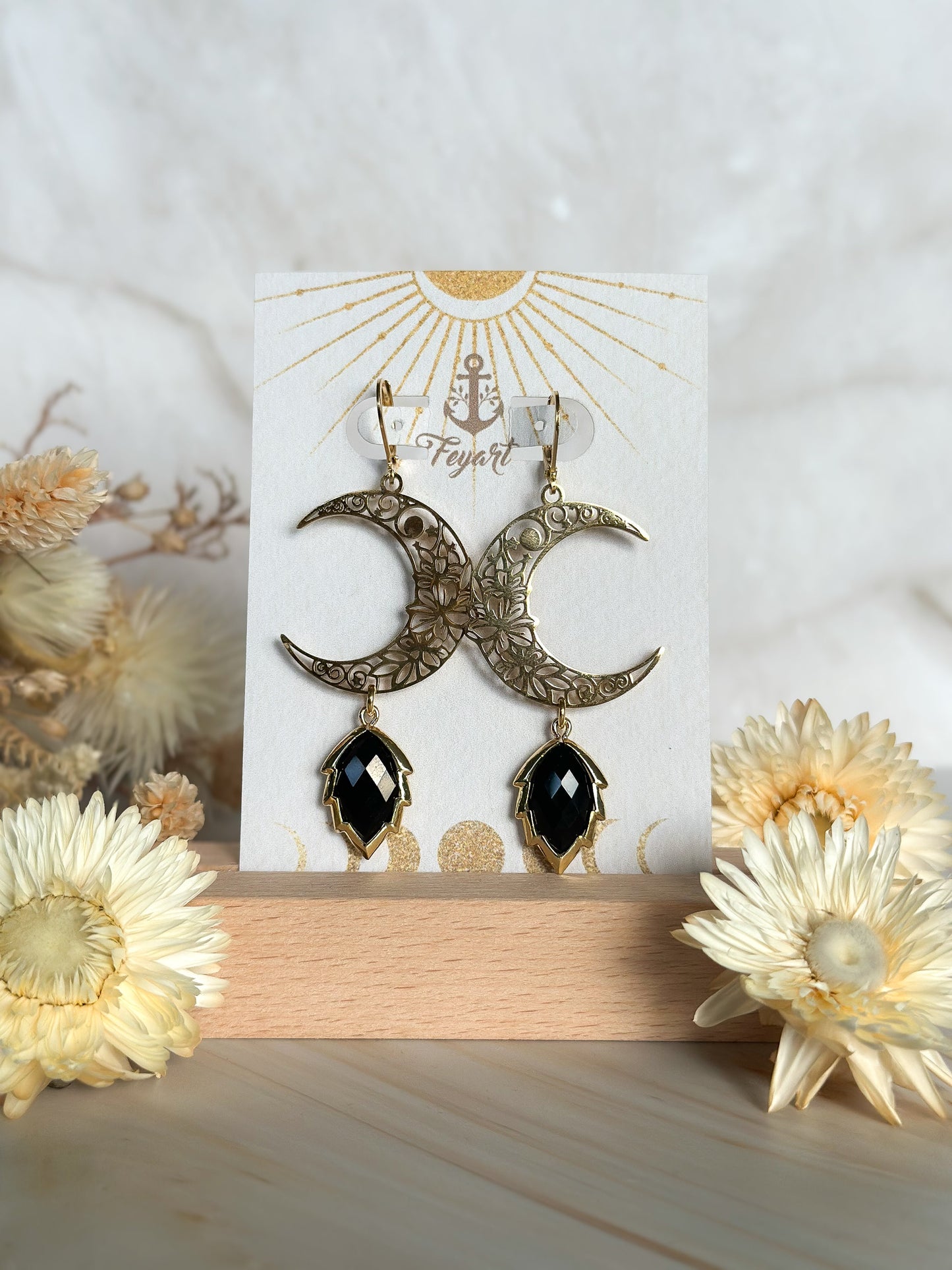 Ohrringe | Edelstahl Luna Floralis mit Turmalin