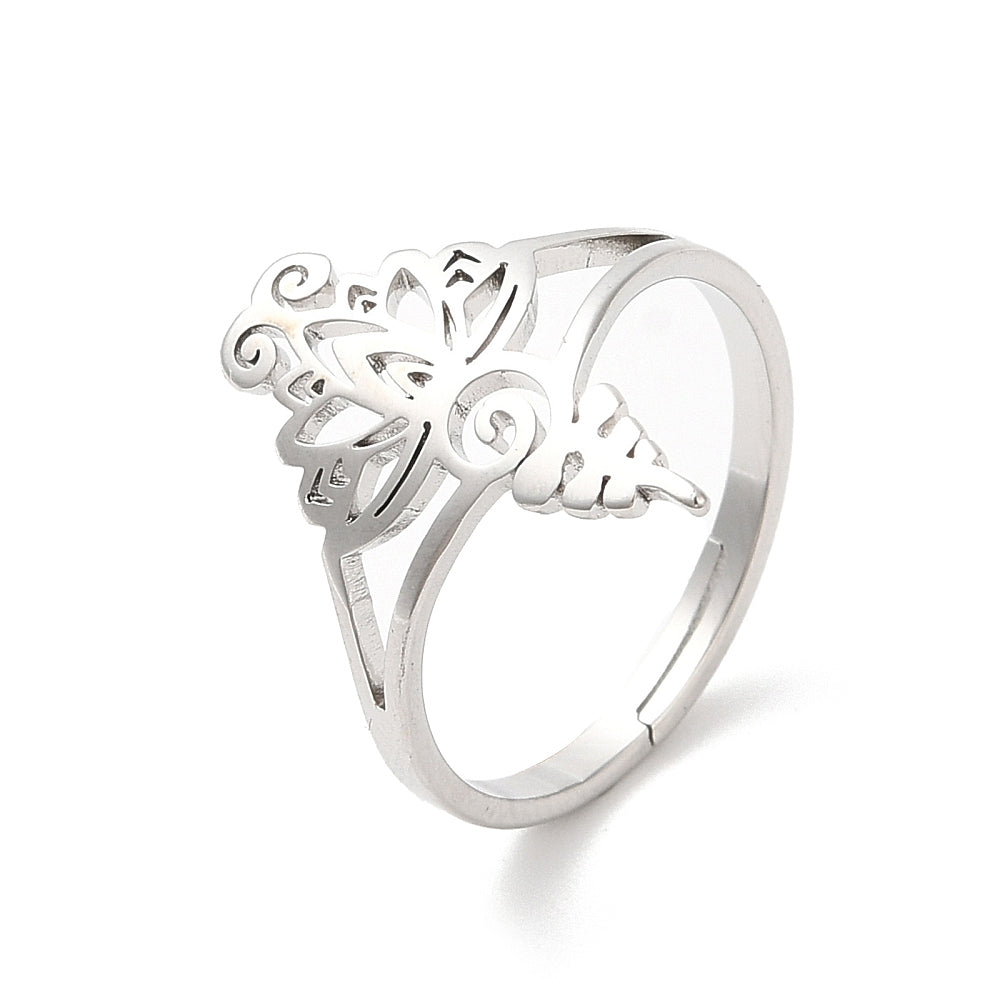 Ring | Edelstahl Lotusblumen Ornament