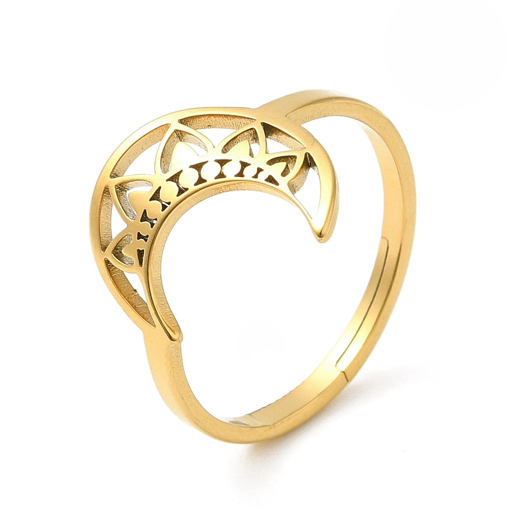 Ring | Edelstahl Mond mit Mandala