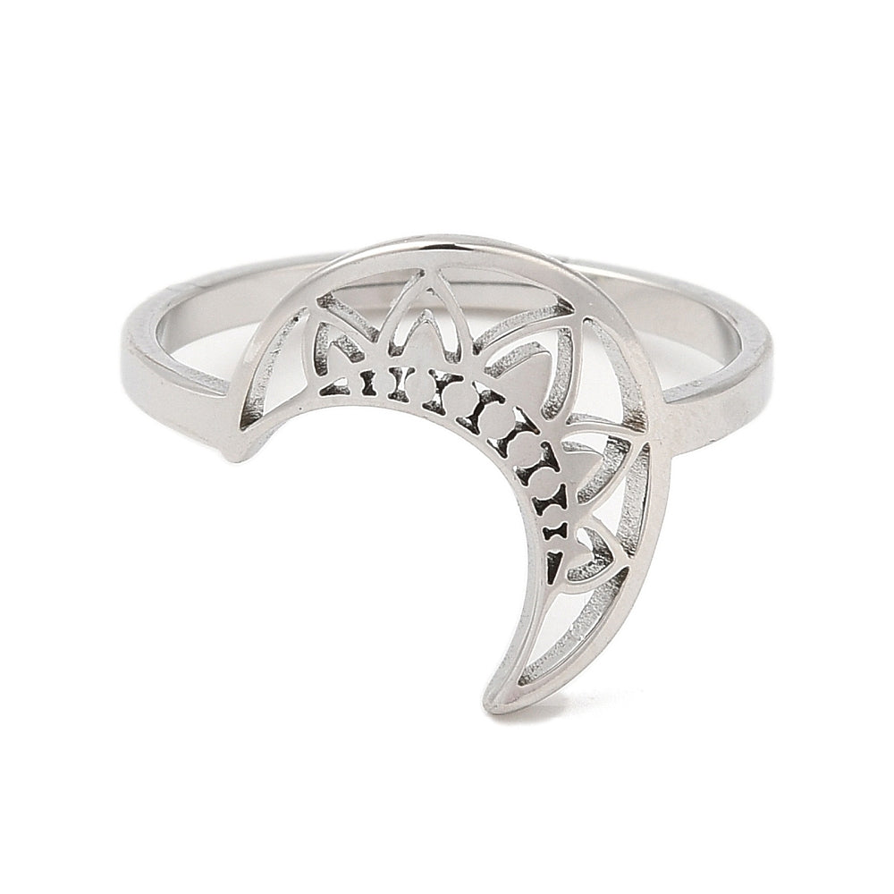 Ring | Edelstahl Mond mit Mandala