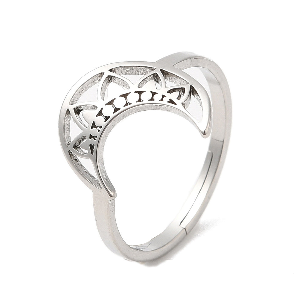 Ring | Edelstahl Mond mit Mandala