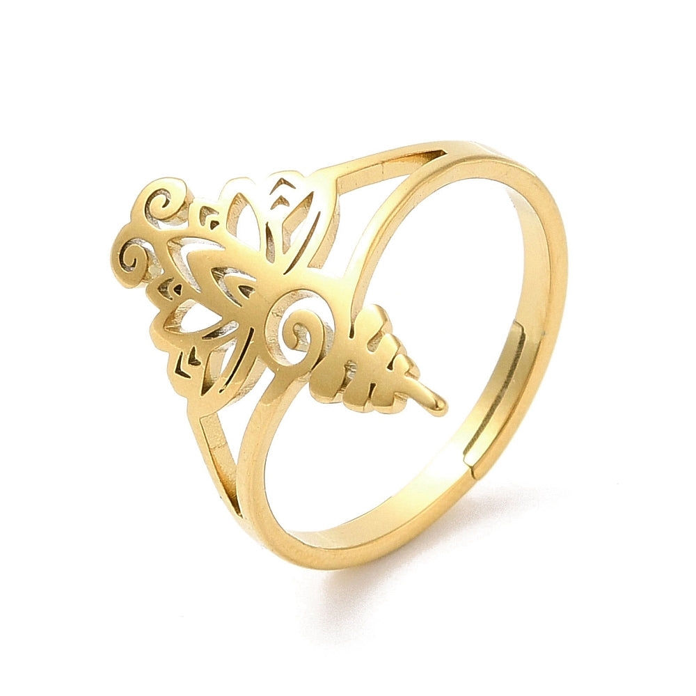 Ring | Edelstahl Lotusblumen Ornament
