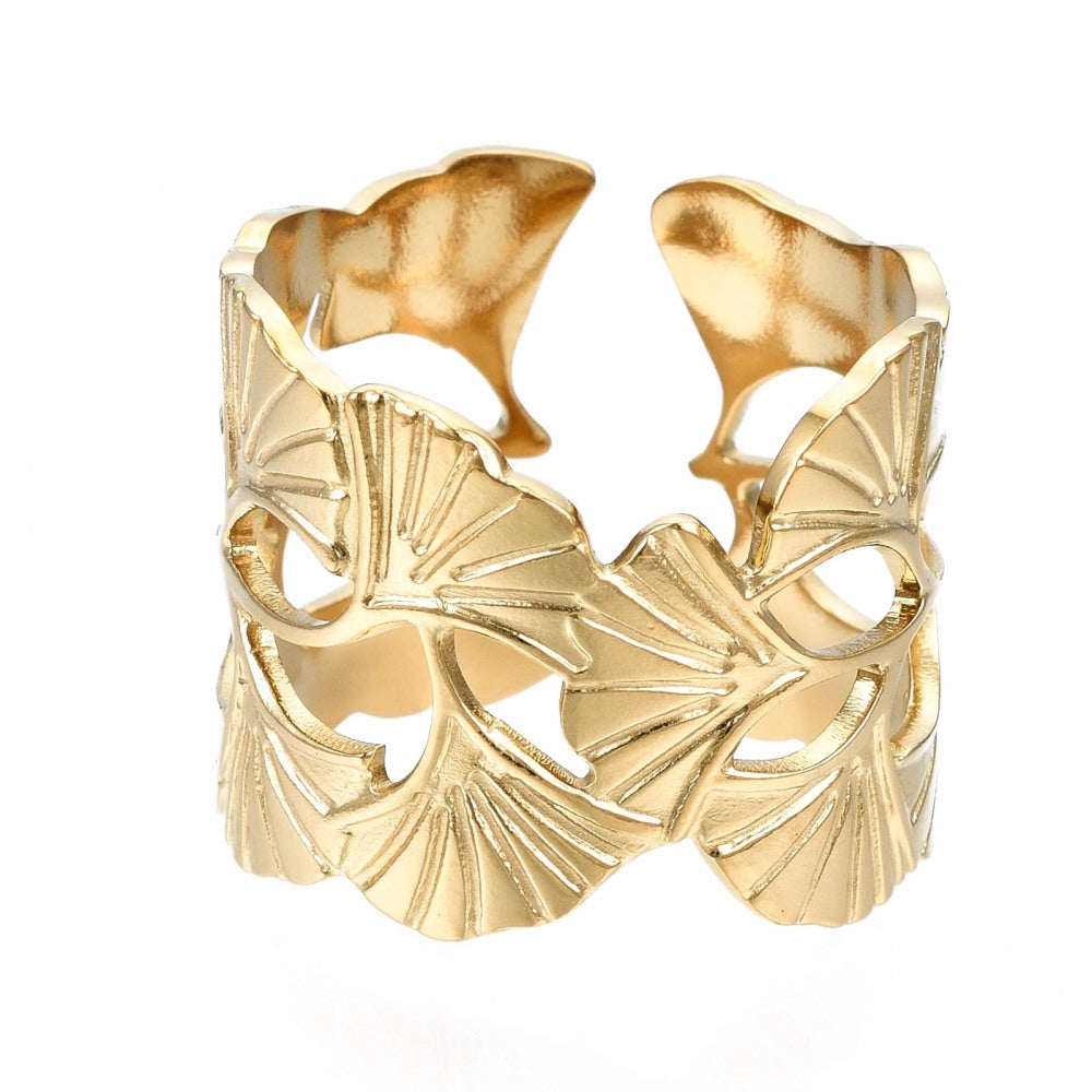 Ring | Edelstahl Ginkgo Blätter