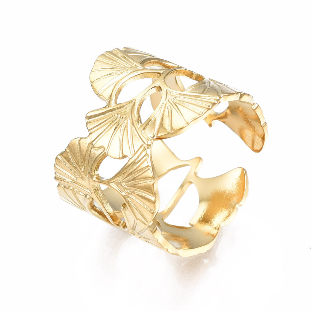 Ring | Edelstahl Ginkgo Blätter