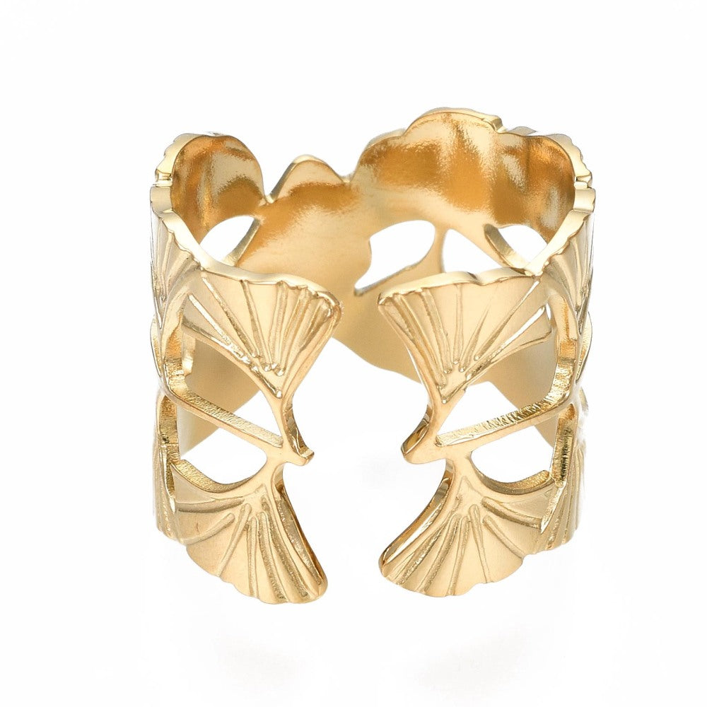 Ring | Edelstahl Ginkgo Blätter