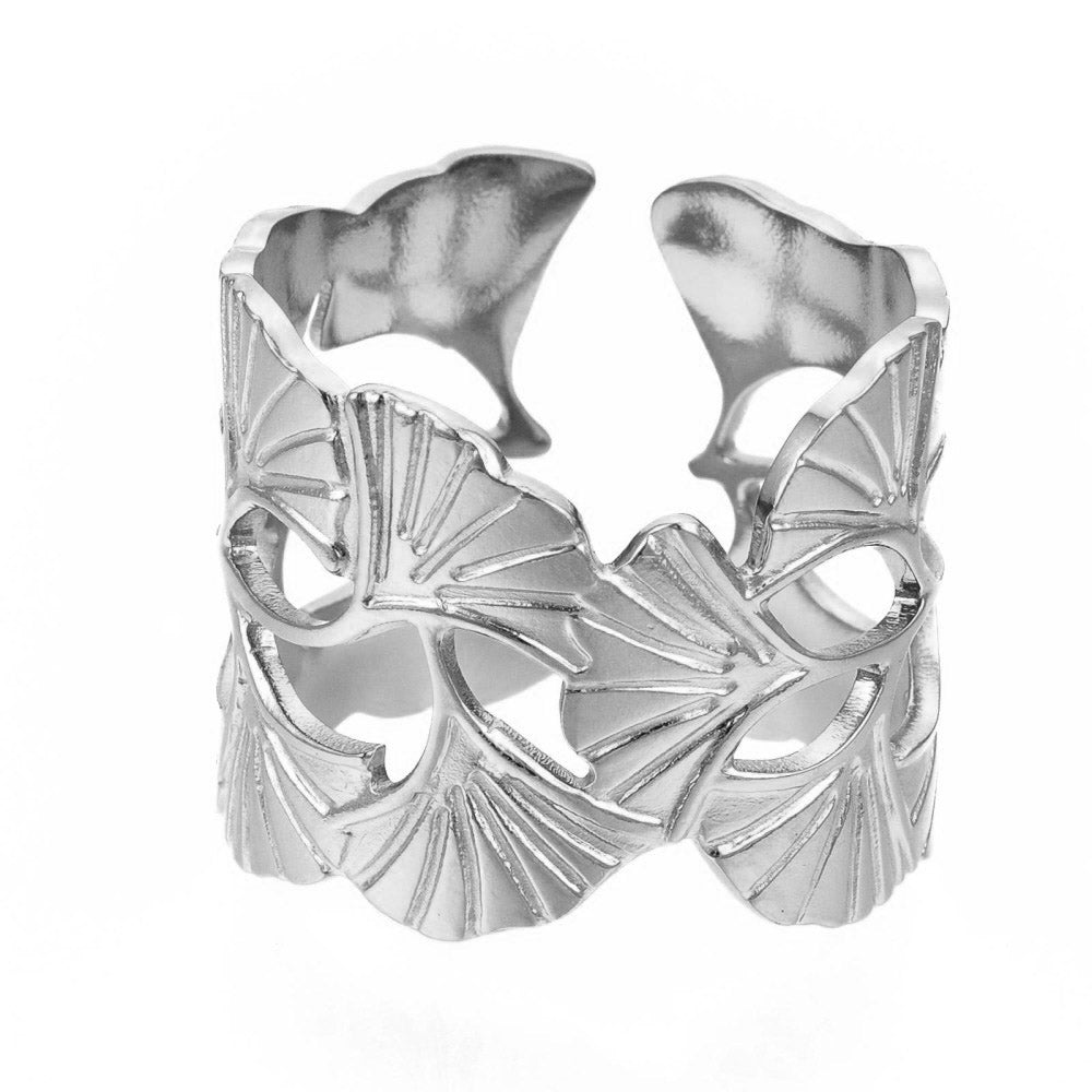 Ring | Edelstahl Ginkgo Blätter