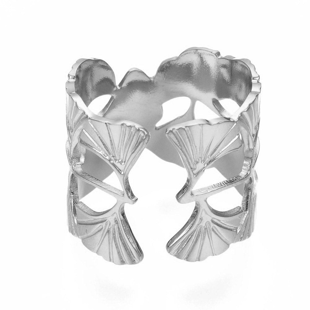 Ring | Edelstahl Ginkgo Blätter