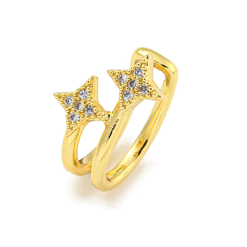 Earcuff Golden Twin Stars