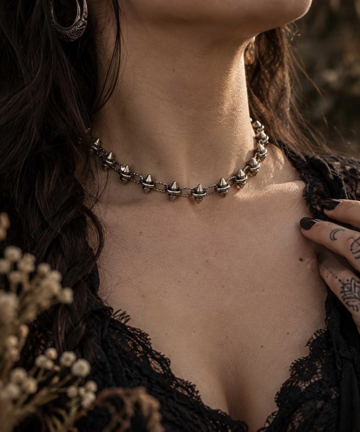 Edelstahl Choker Riot – Spikes