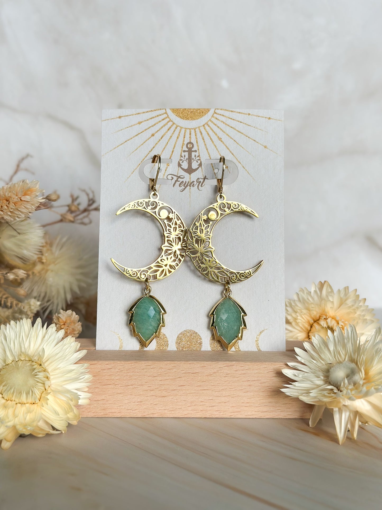 Ohrringe | Edelstahl Luna Floralis mit Aventurin