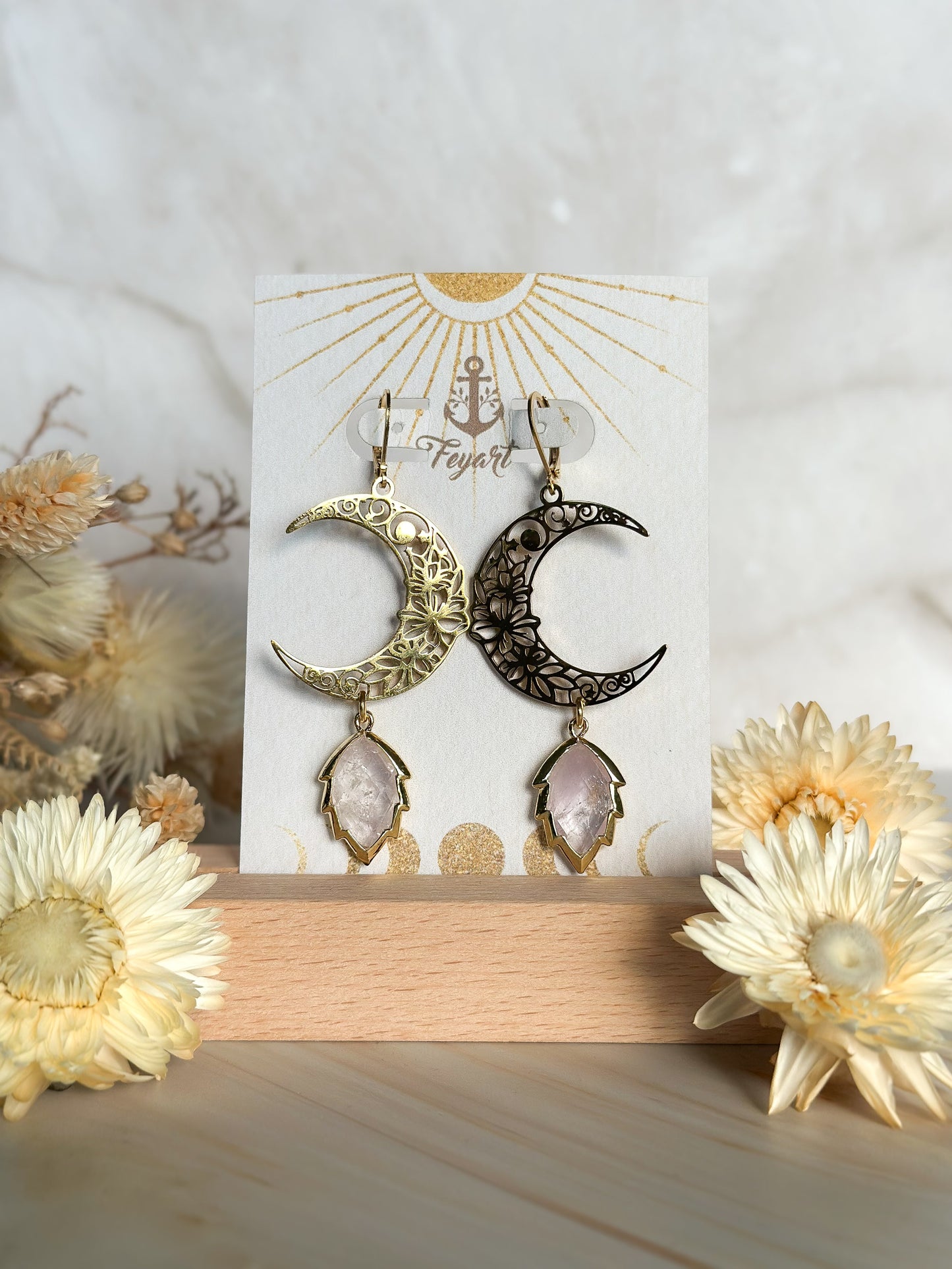 Ohrringe | Edelstahl Luna Floralis mit Amethyst Hell