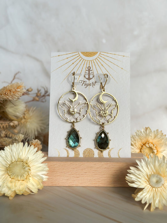 Ohrringe | Edelstahl Moth of the Moon Labradorit