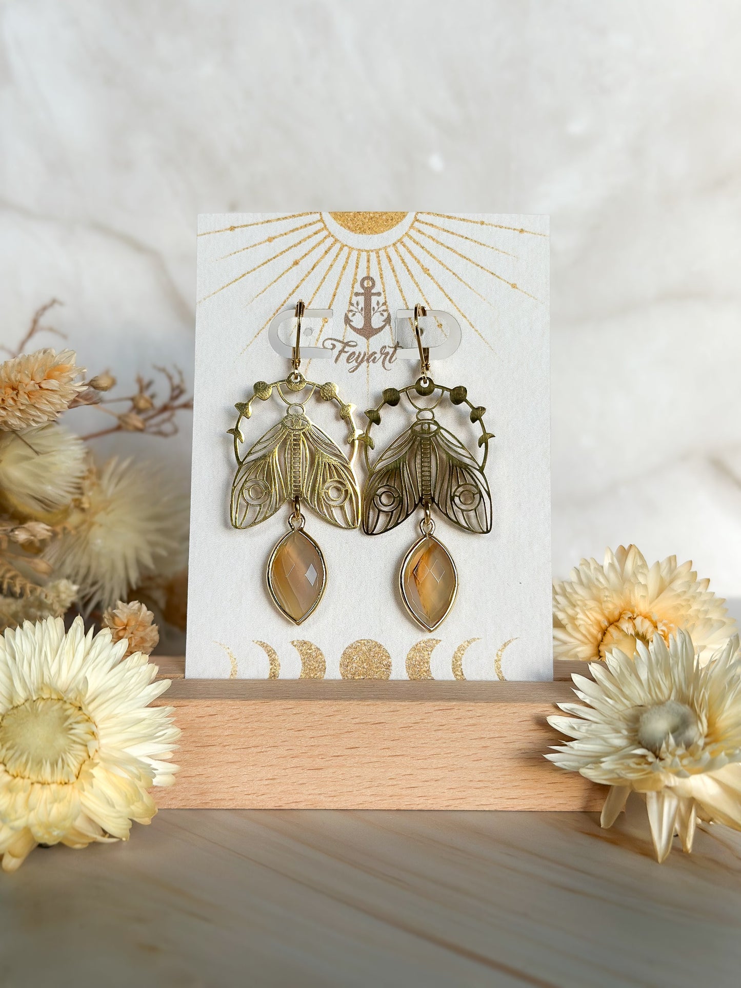 Ohrringe | Edelstahl Nachtpfauenauge Achat