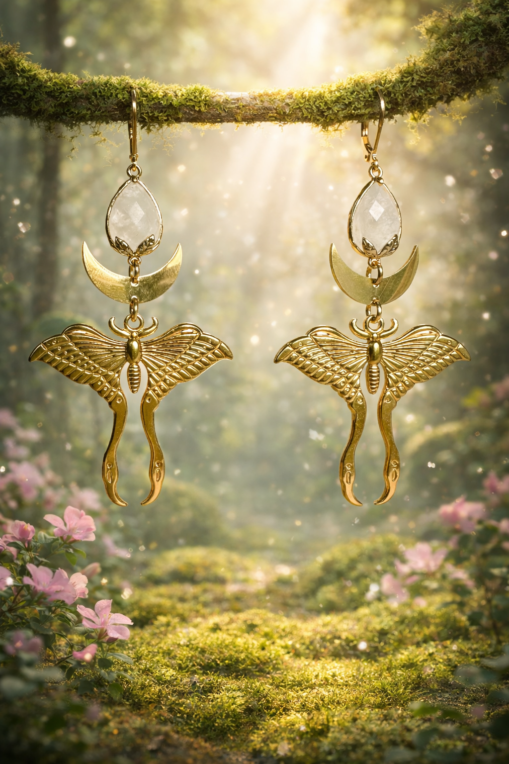 Ohrringe | Edelstahl Celestia Moth – Bergkristall