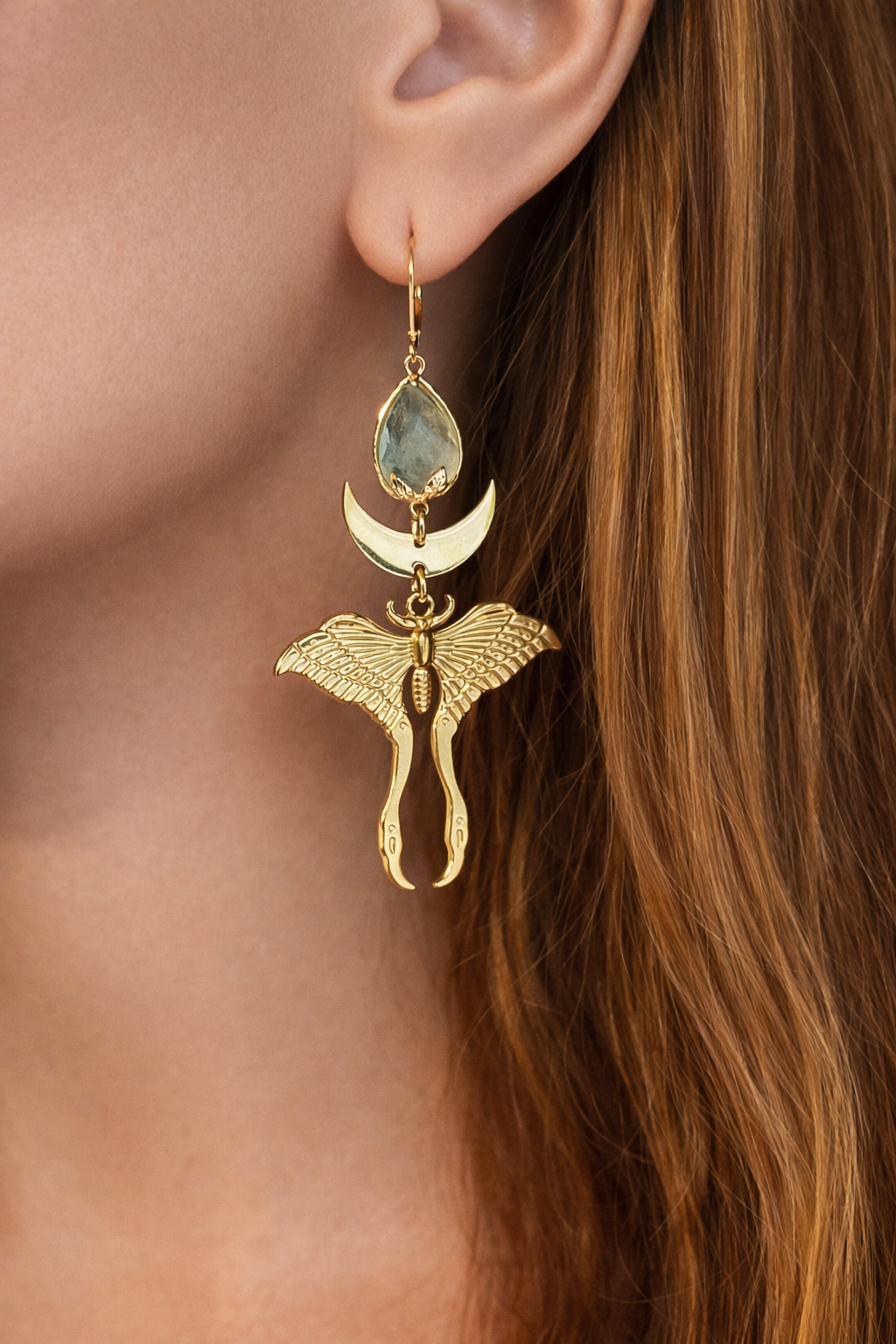 Ohrringe | Edelstahl Celestia Moth – Fluorit