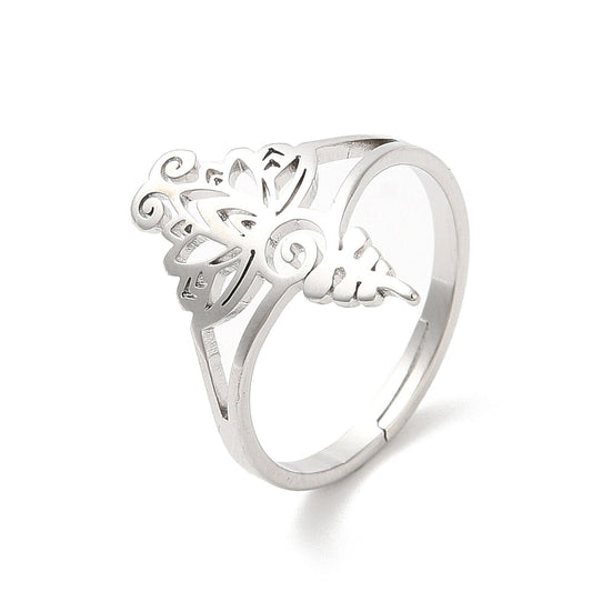 Ring | Edelstahl Lotusblumen Ornament