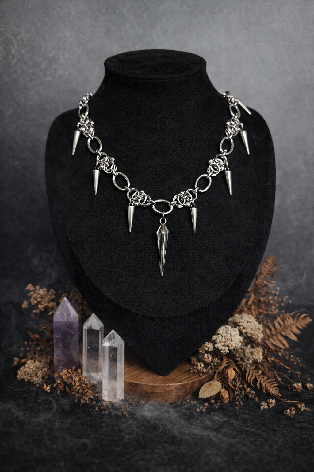 Gothic Choker aus Edelstahl mit Spikes